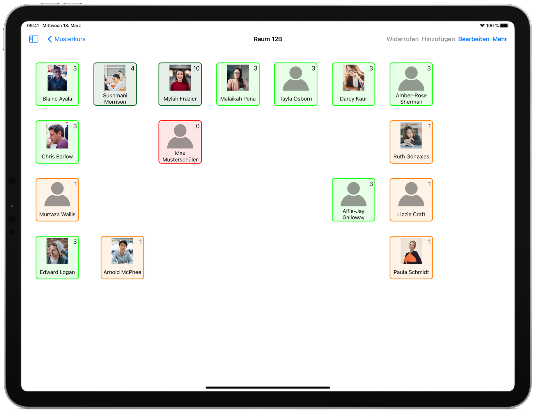 Interaktiver Sitzplan in classmate:count
